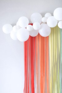 Cool Unicorn Party Ideas – Balloon Cloud and Rainbow Streamers Backdrop
