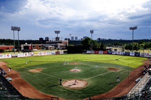 Inside Telus Field, for an exhibition game between the St....