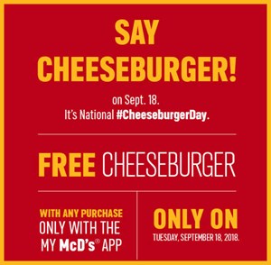 Treat Yo’Self to a FREE McDonald’s Cheeseburger on Tuesday