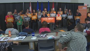 Premier Rachel Notley takes aim at UCP candidates in campaign-style speech